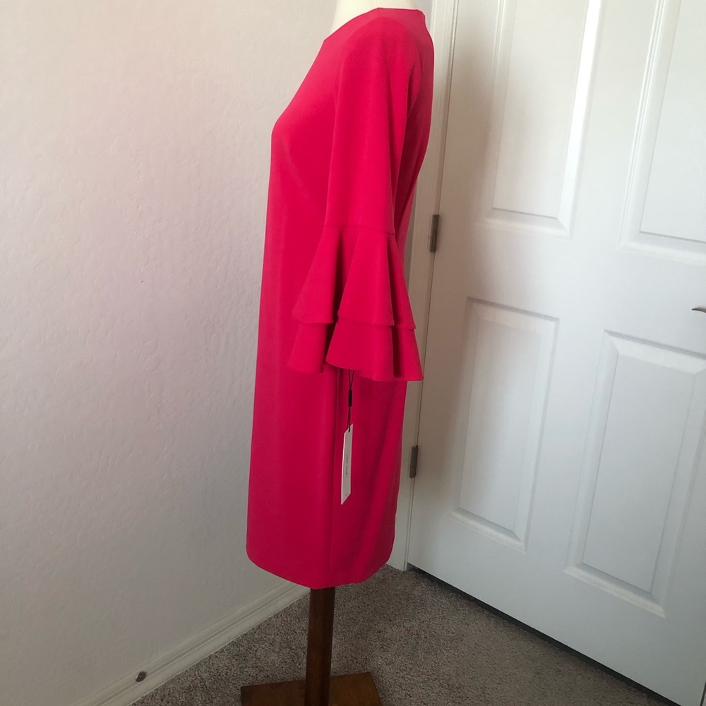Calvin Klein Scuba Crepe Tiered Bell Sleeve Dress - Picture 6 of 10